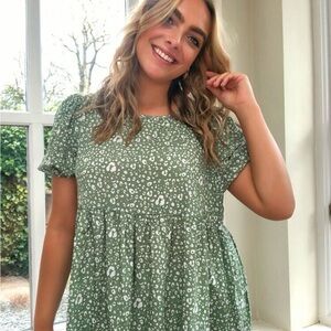 SHEIN Olive Leopard Print Blouse